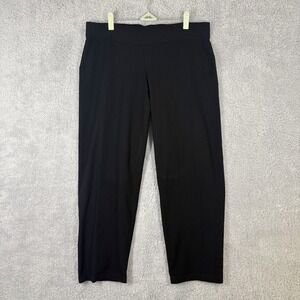 Eileen Fisher System Washable Stretch Crepe Straight Pant Size L Petite Black‎